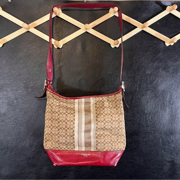 Coach Tan‎ And Red Legacy Shoulder Bag - Picture 1 of 16
